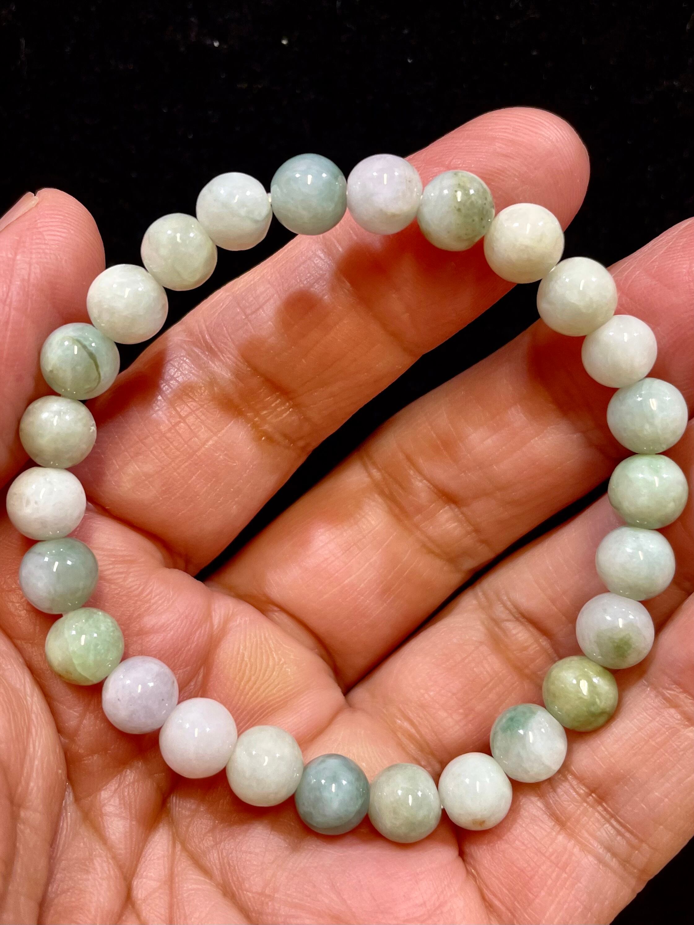 9) 繁栄・長寿・幸福・開花・安定!ハイクオリティ・ミャンマー産「翡翠」ブレスレットAAA(7〜7.5mm)