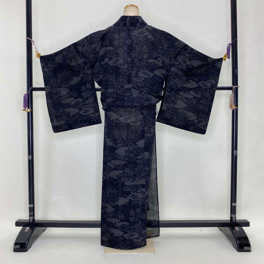 夏大島 着物 正絹 黒色 紺色 白色 夏（訳あり 正絹 本場夏大島紬 反物 