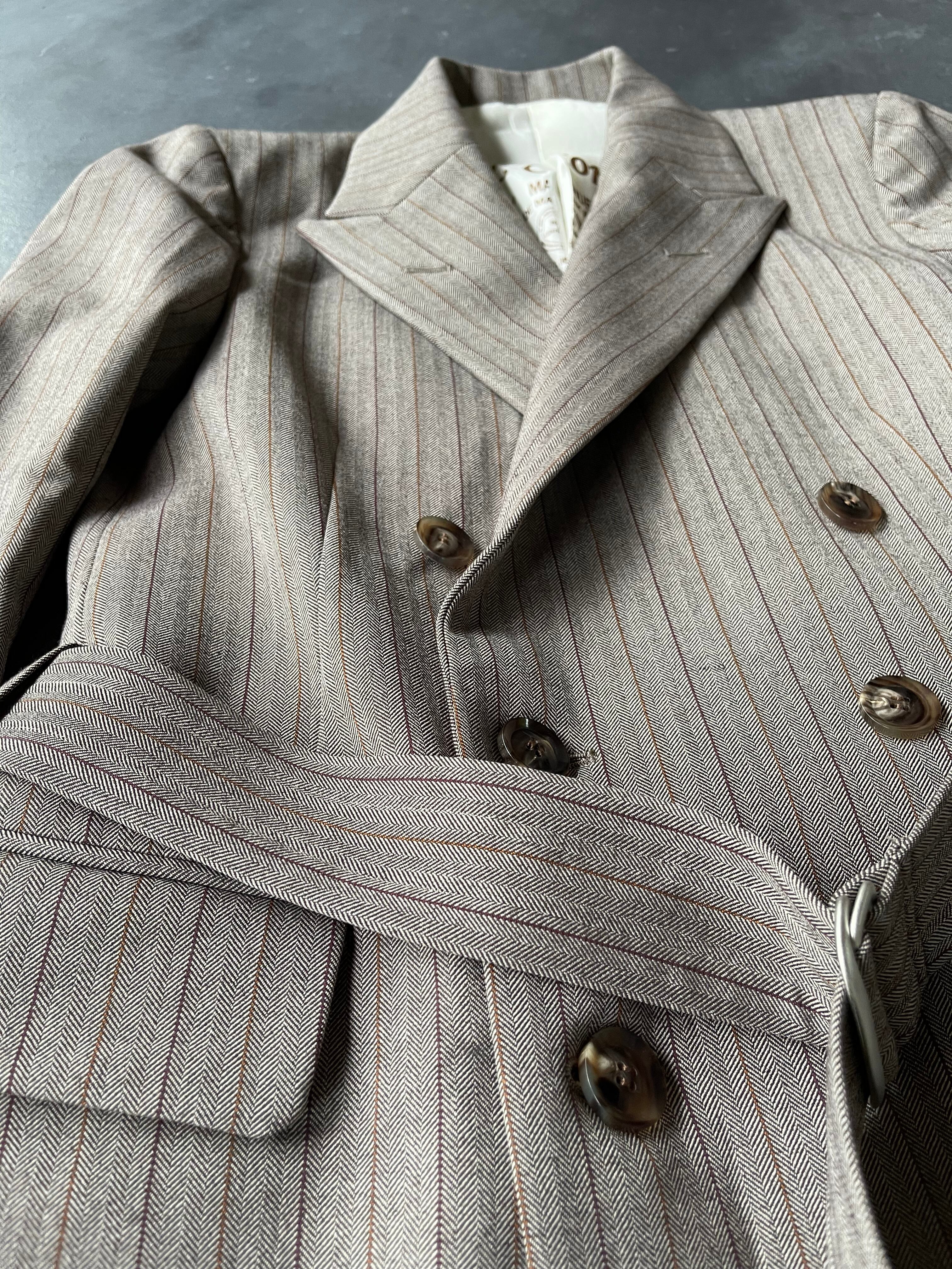 Robes&confections Heat Storage Herringbone Belted Tailored