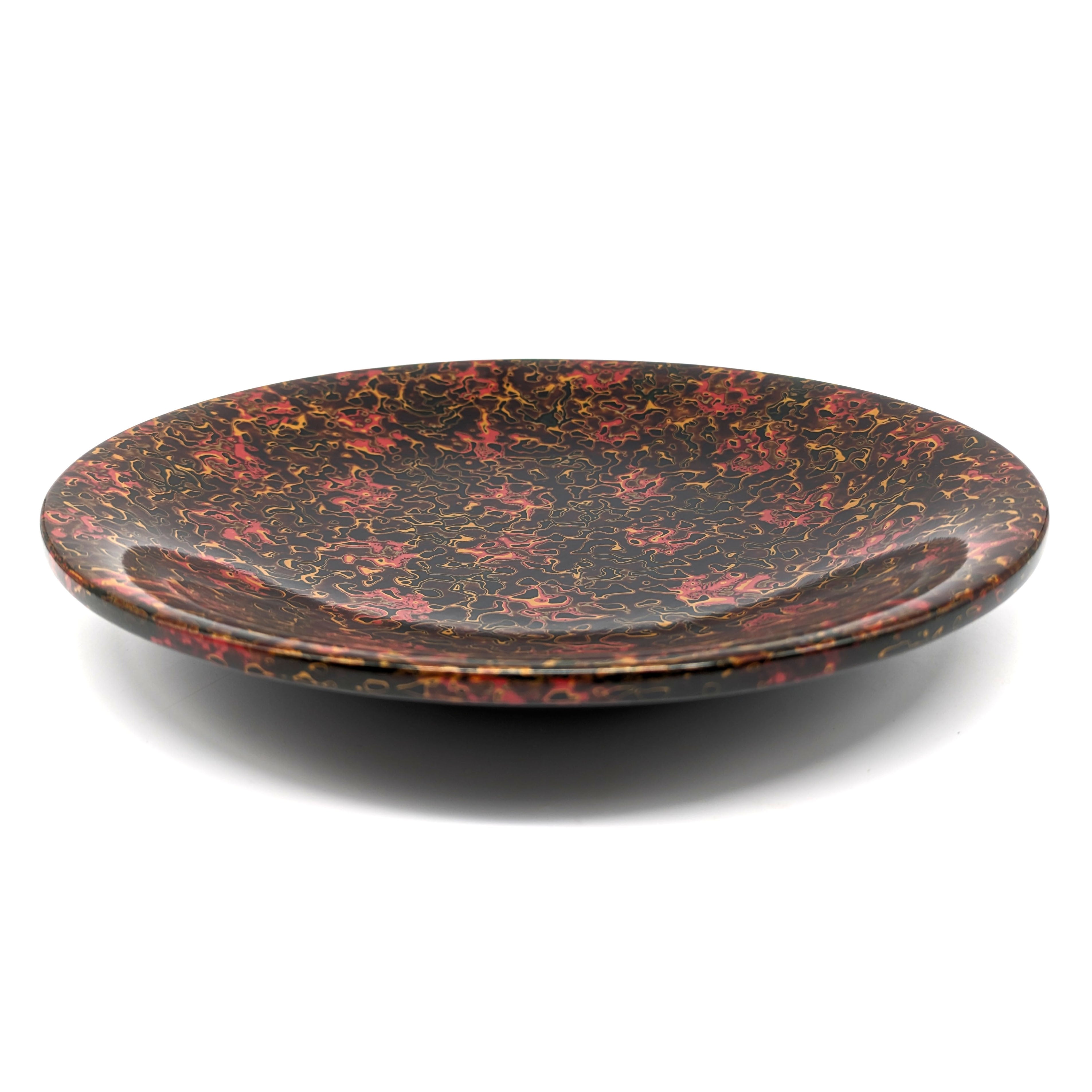 未使用品　津軽塗　菓子皿　唐塗　伝統工芸品 津軽塗（唐塗）バカ塗り・菓子皿・漆器・伝統工芸・No.240606-56・梱包