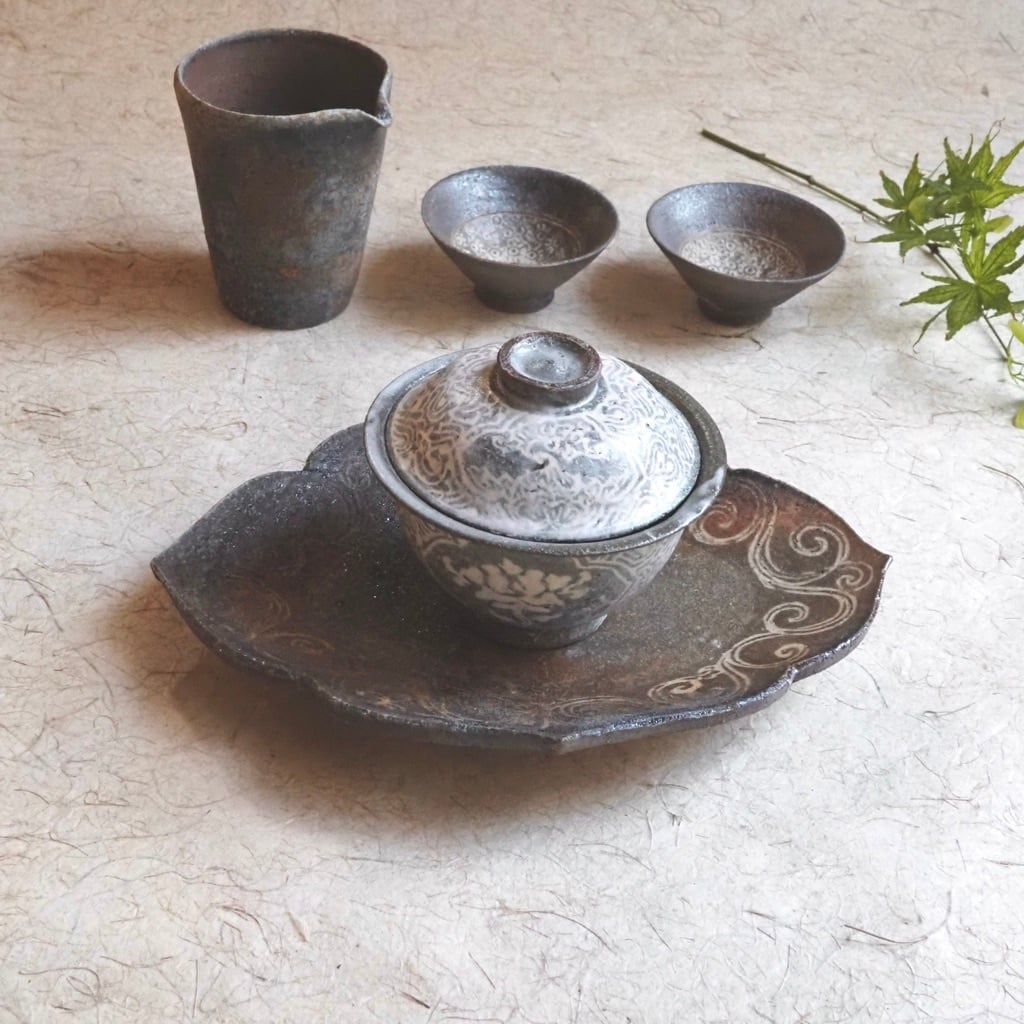 土本訓寛・久美子/象嵌 蓋碗 小