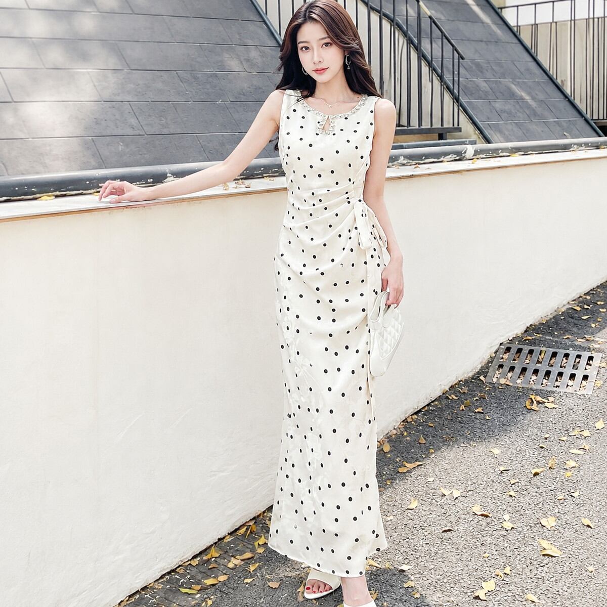 Polka Dot Mark Long Dress(2color) V3534