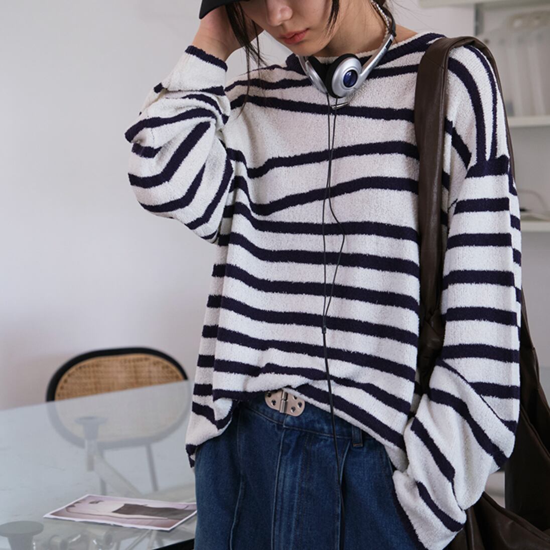 マルチボーダーパイルトップス_LN01486