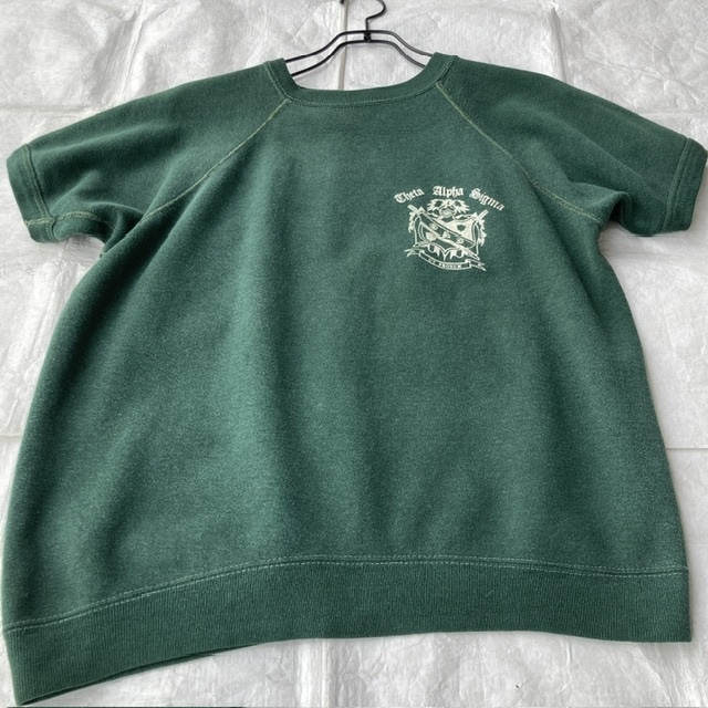 半袖スウェット カレッジ 60s〜70s Theta Alpha Sigma グリーン ラグラン ヴィンテージ古着 画像3