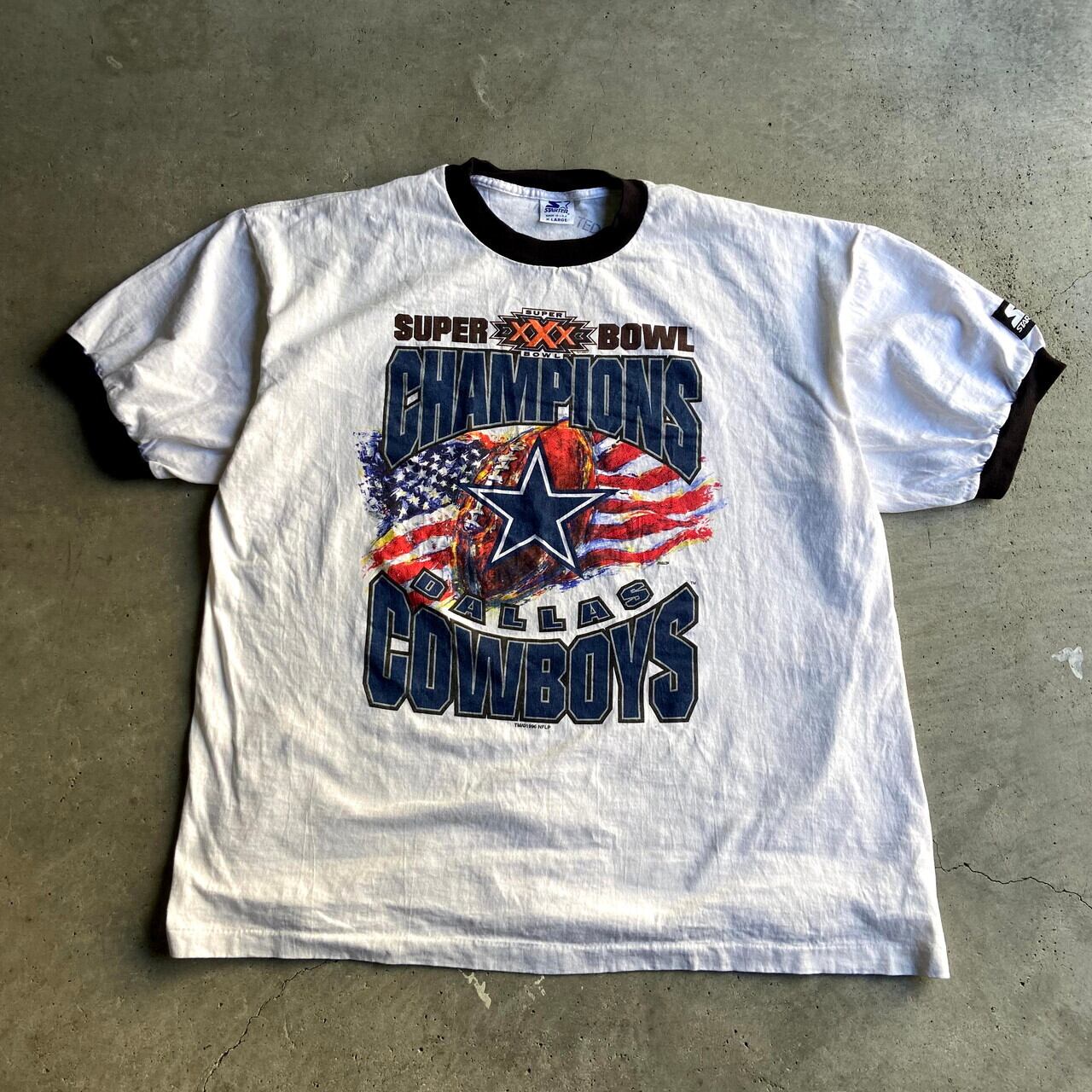 80年代 チャンピオン Champion トリコタグ NFL DALLAS COWBOYS ダラスカウボーイズ 3連プリント プリントTシャツ USA製 メンズL ヴィンテージ /eaa343858