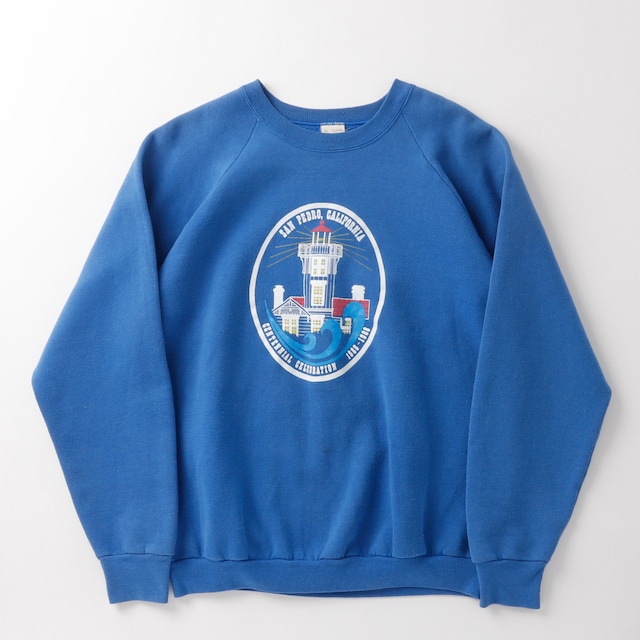 【極美品】80s Vintage raglan sweatshirt Blue big size rare item Made in USA   ／80年代 ヴィンテージ スウェットトレーナー  ラグラン袖 USA製 ビッグサイズ レアカラー 希少 サイズXL