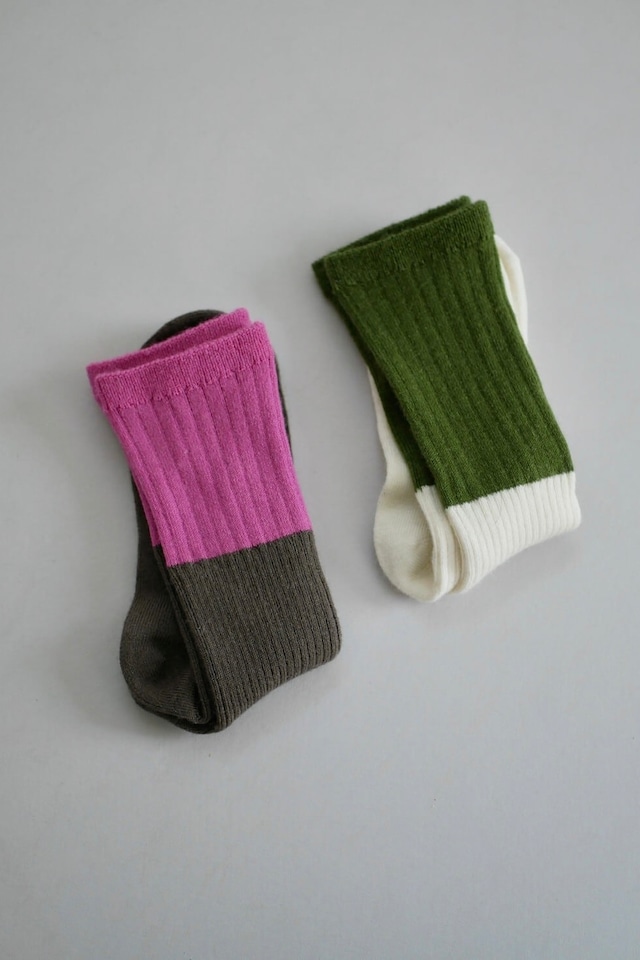 ritsuko karita two tone wool rib socks