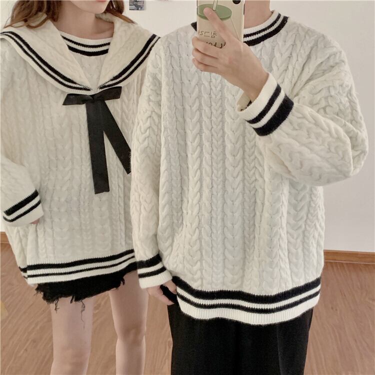 リボンニットセーター レディースオータムウィンターカジュアルルーズスリムトップス 秋物 冬物 YY-ファッション48529076202