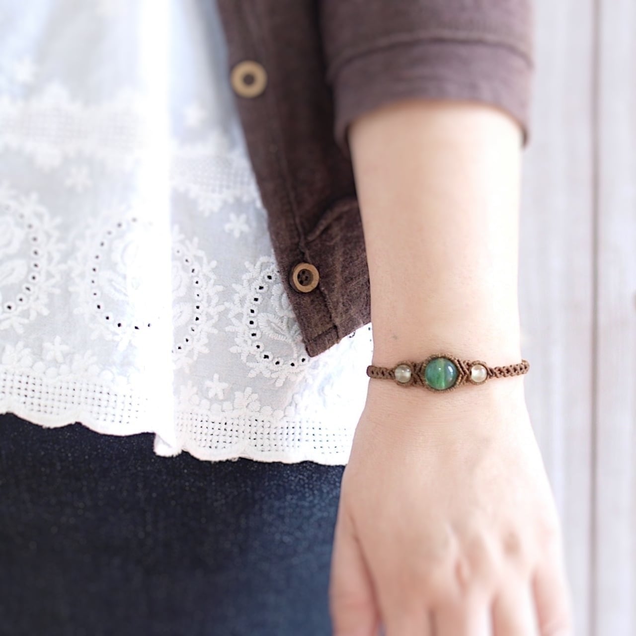 限定】鮮やかグリーンフローライト11ミリ玉＋プレナイト6ミリ玉