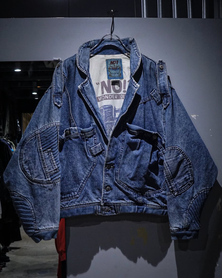 add (C) vintage】“NO! Jeans” Multi Gimmick × Knit Switch Design