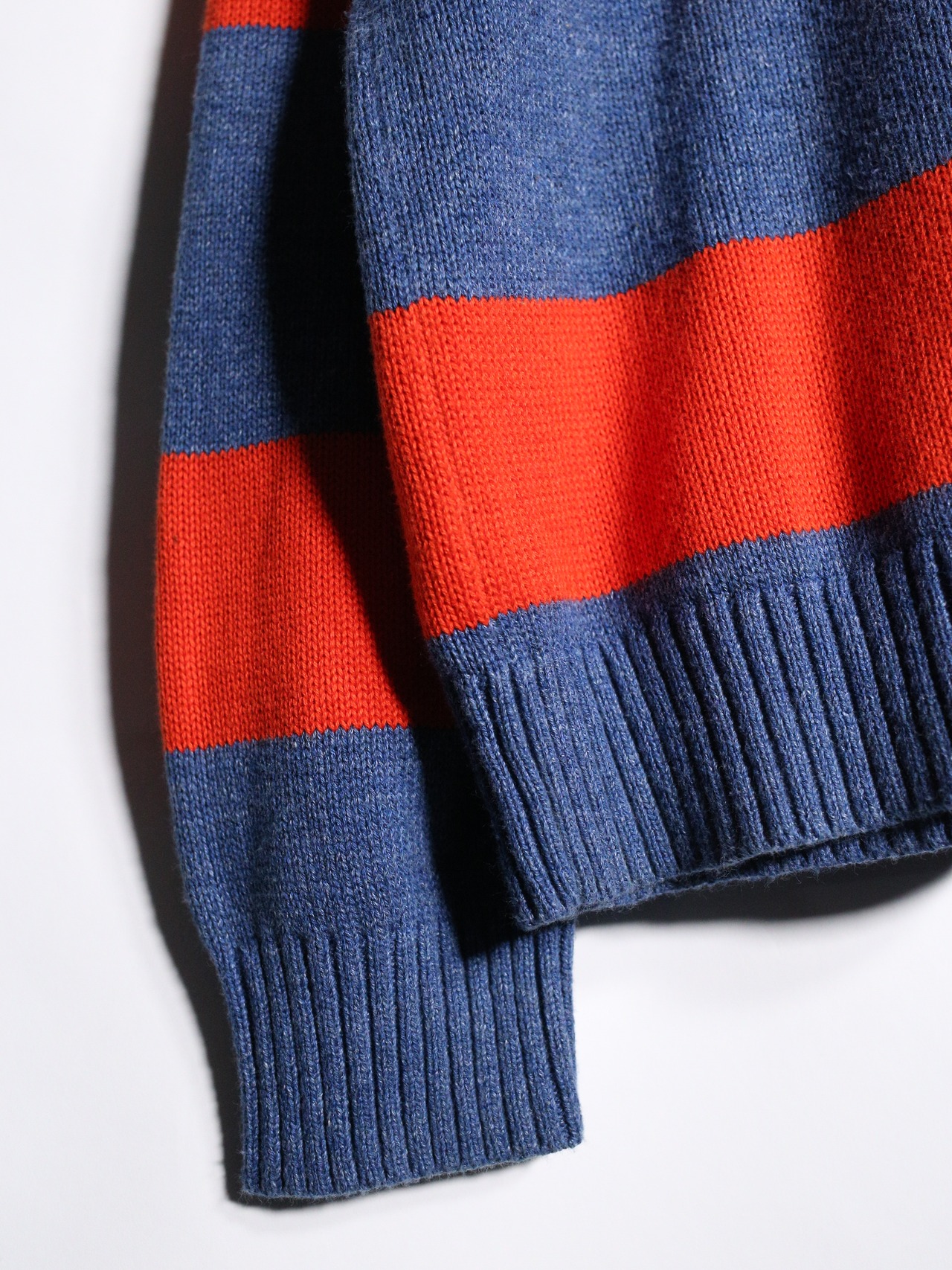 "LAND'S END" blue ×orange good coloring border cotton knit - 10