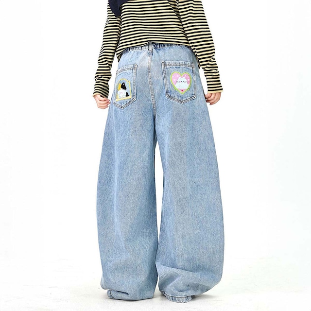 キャットアートエンブロイダリーデニムパンツ
1col R01651