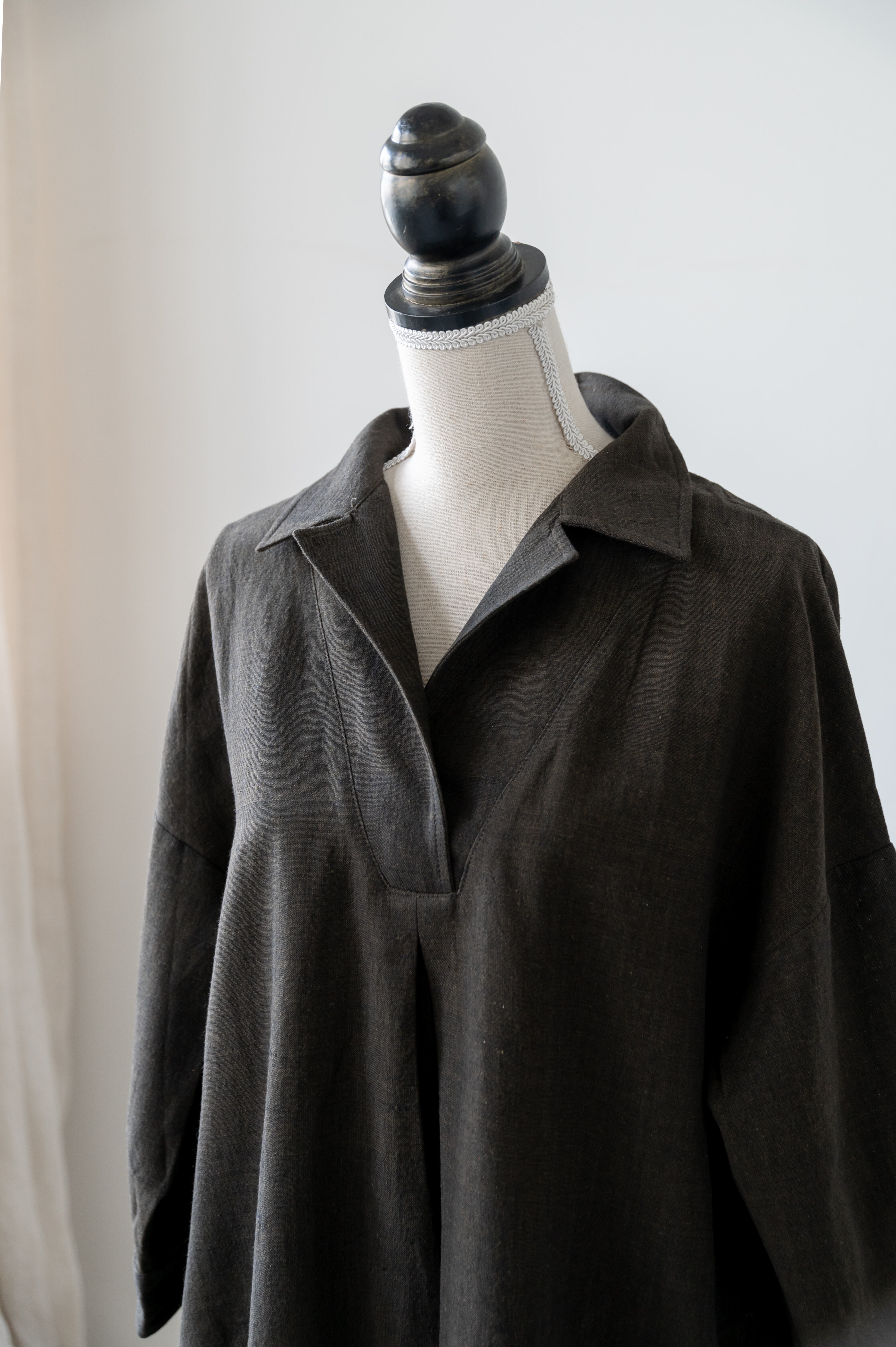 ORIENTAL GATE】 手紡ぎ手織りコットン テーラードカラーチュニック