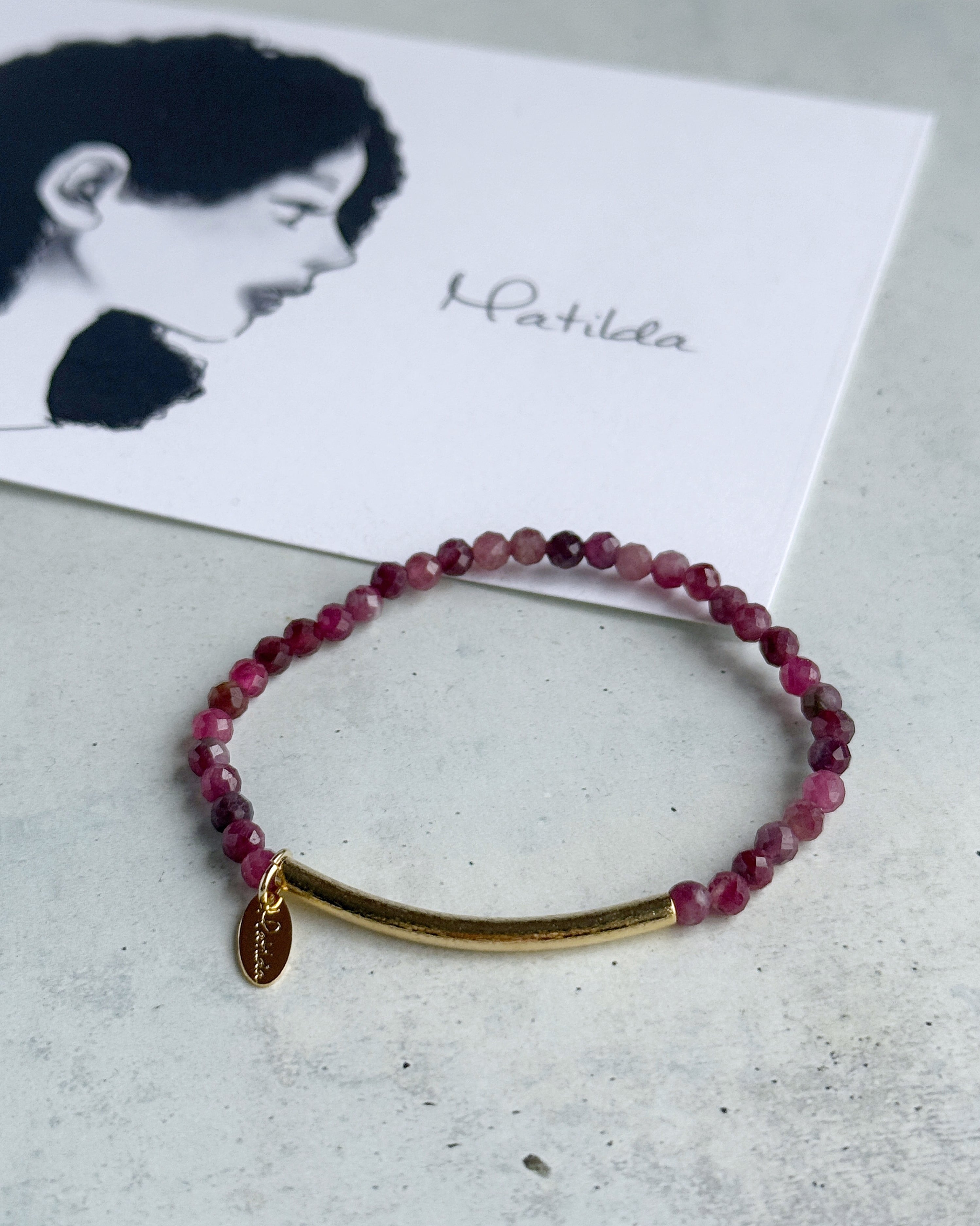 【再販】Tube & stone bracelet(ピンクトルマリン)