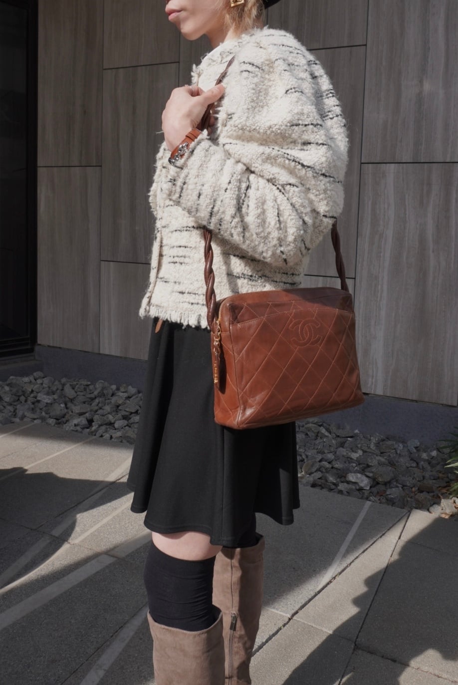 CHANEL シャネル ショルダーバッグ ブラウン ココマーク レザー