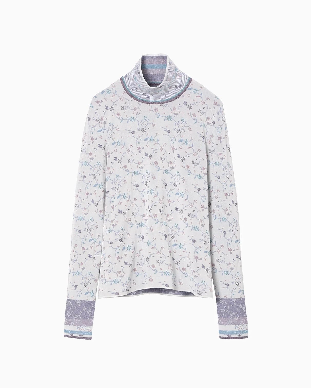 Mame Kurogouchi】Floral Motif Chenille Knited Top/blue | TOLMA.