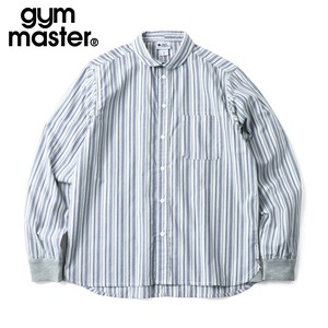 【2WAY仕様】gym master ジムマスター ショールカラー 長袖シャツ チェックシャツ g233732 メンズ レディース ユニセックス オフィスカジュアル 羽織り 春 夏 秋 大阪店舗取扱い ランダムネイビーストライプ(81)