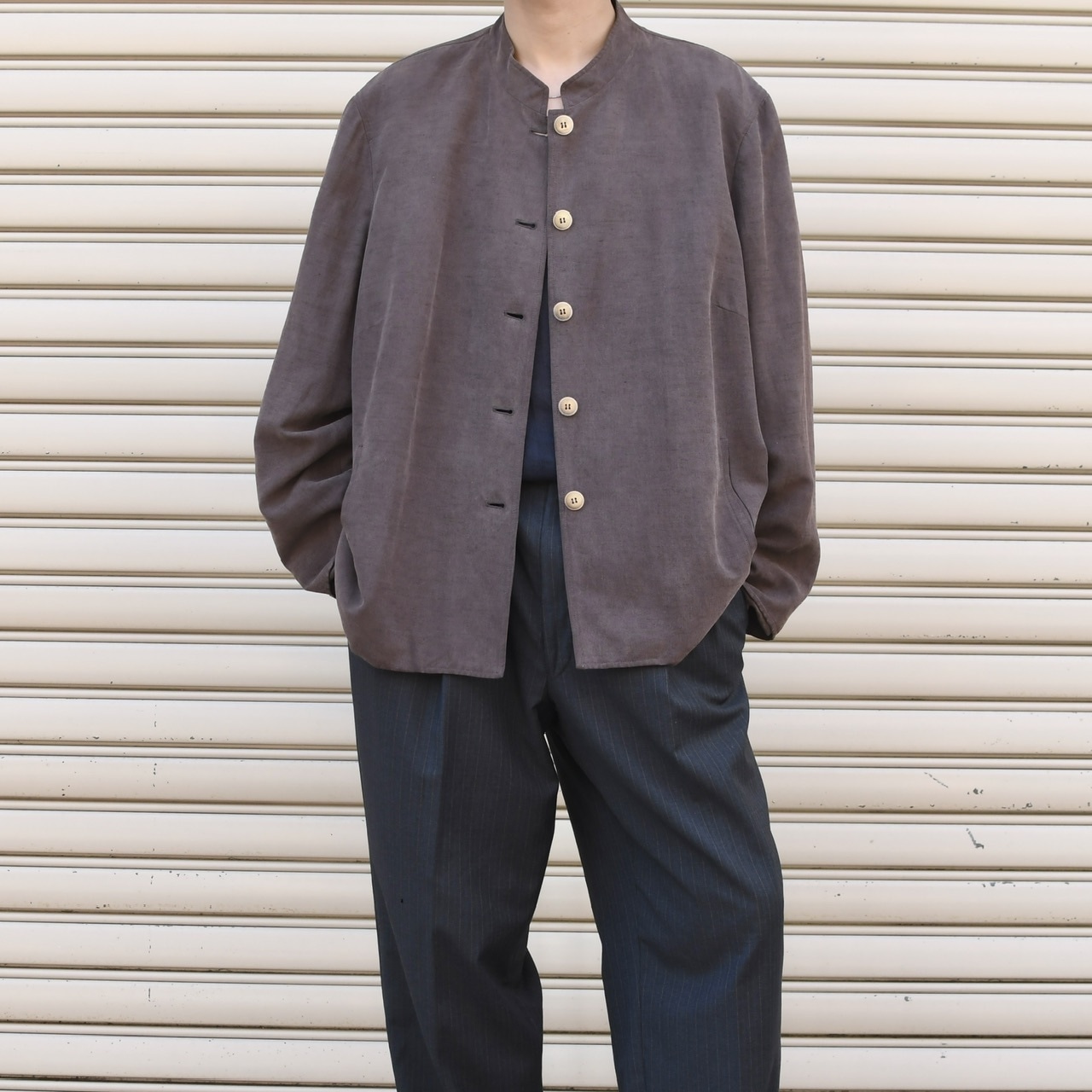 Jones new york silk linen stand collar jacket