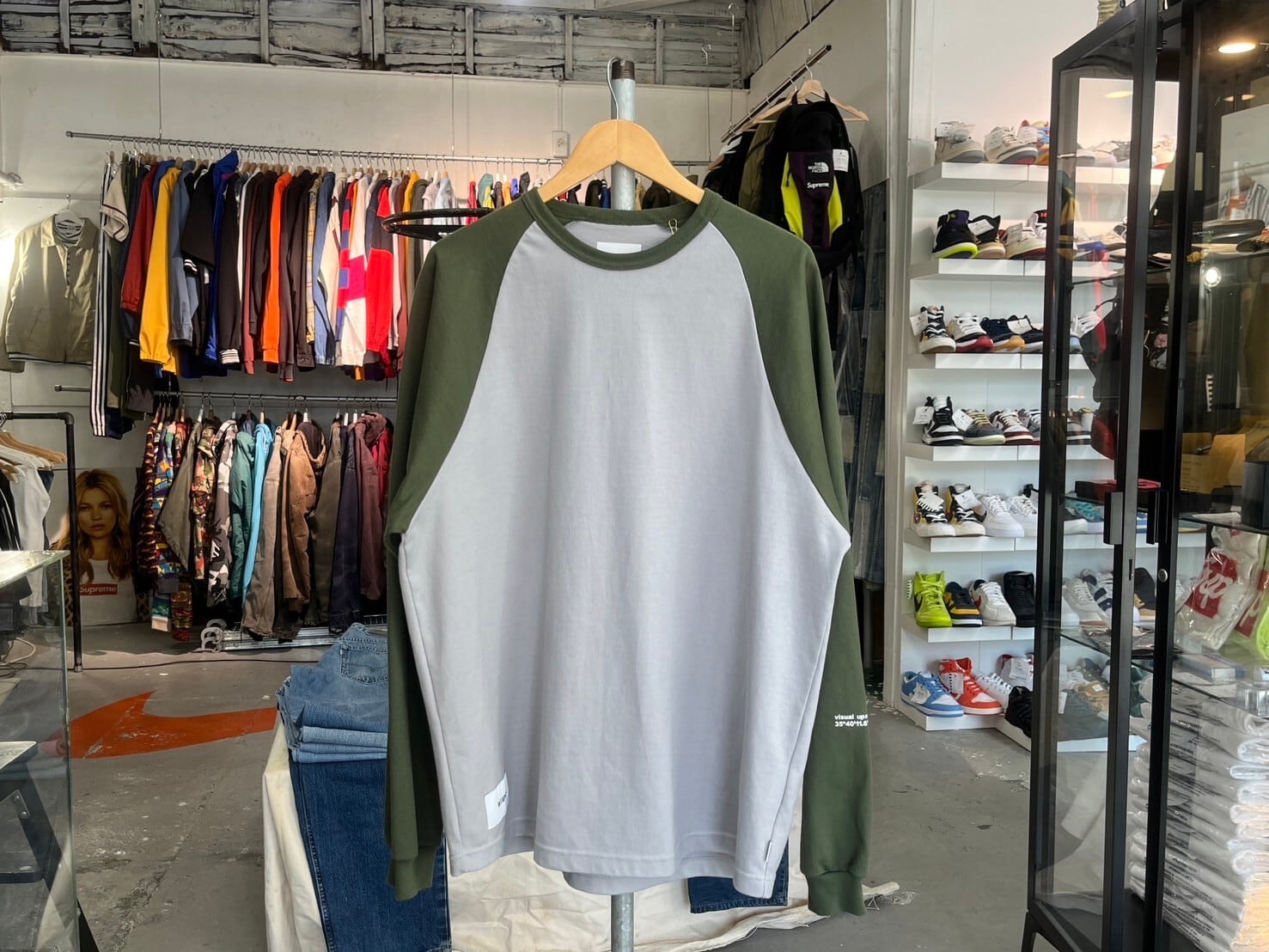 WTAPS IAN RAGLAN CTPL GPS LS TEE GREY OLIVE 04 222ATDT-CSM24 82045 