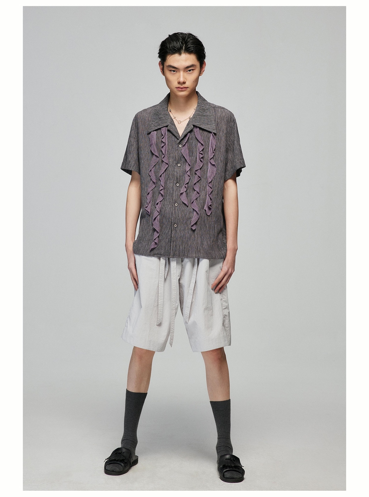 Smpleproject Fringe Collar Short Sleeve Shirt