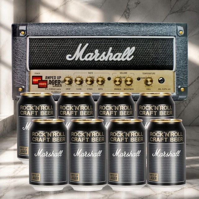 【8本セット】マーシャル アンプトアップ・ラガー ビール 330ml 専用ボックス入り Marshall Beer かっこいい 個性的 映える 缶ビール