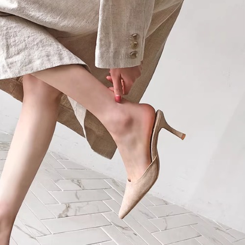 ミュール レディース 靴 シューズ パンプス ハーフサンダル ポインテッドトゥ シンプル 無地 スティレットヒール 美脚 脚長 きれいめ エレガント スタイリッシュ カジュアル お出かけ おしゃれ