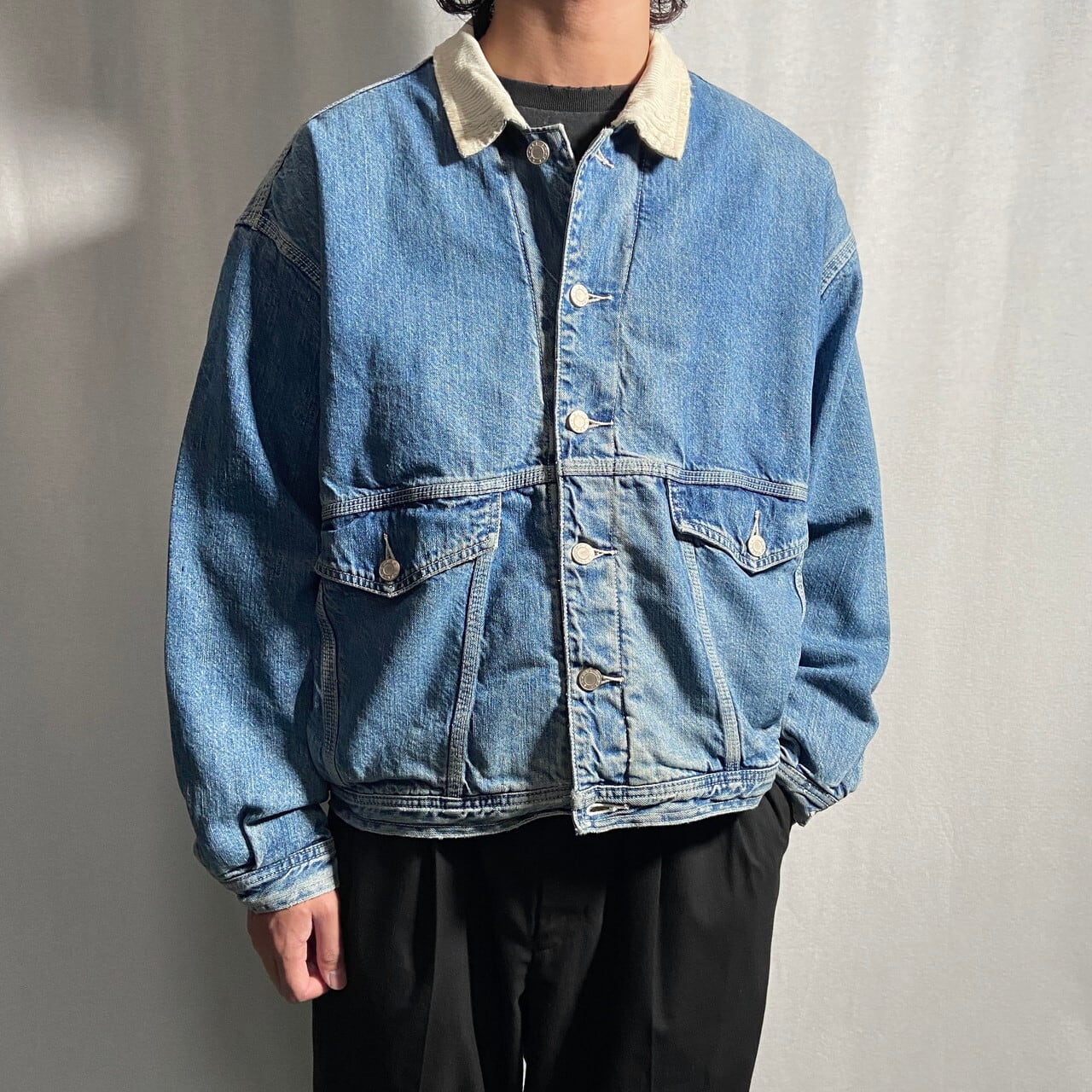 90年代 ESPRIT JEANS デニムジャケット 短丈 コーデュロイ襟 