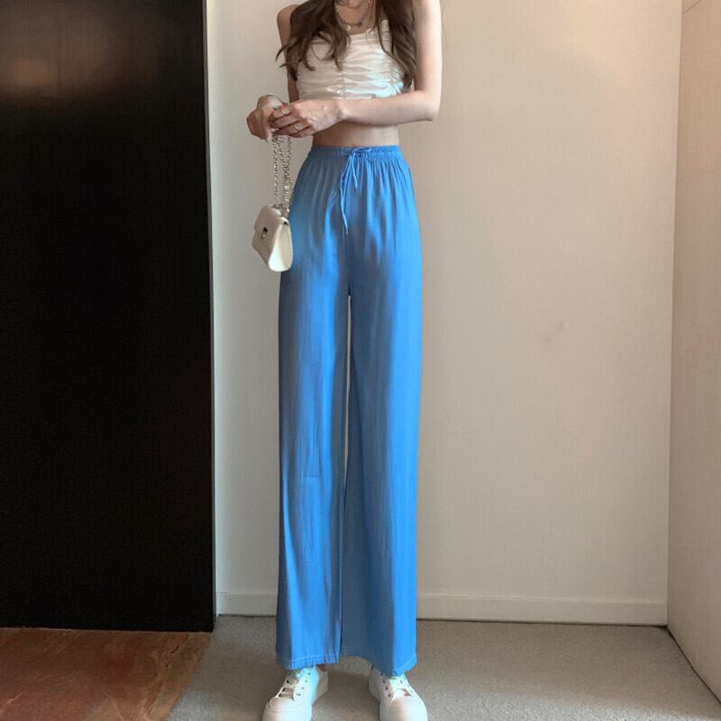薄手ジーンズ サマーハイウェストウェストルーズカジュアルパンツ スタンダードワイドレッグ レトロ 夏物 ワイドパンツ ガールズファッション47204823759