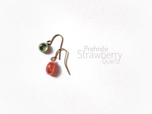 カザフスタン産ストロベリークォーツ＋プレナイト crochet  earrings