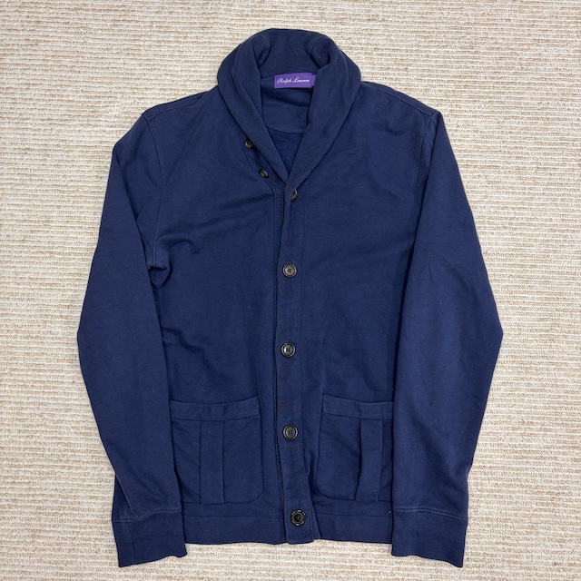 RALPH LAURENPURPLE LABEL SWEAT SHAWL CARDIGAN NAVY