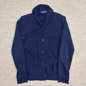 RALPH LAURENPURPLE LABEL SWEAT SHAWL CARDIGAN NAVY