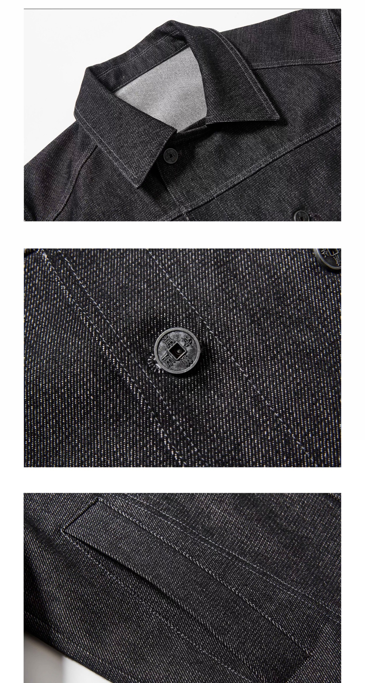 SOUTHFISH Double-Breasted Raw Denim Jacket