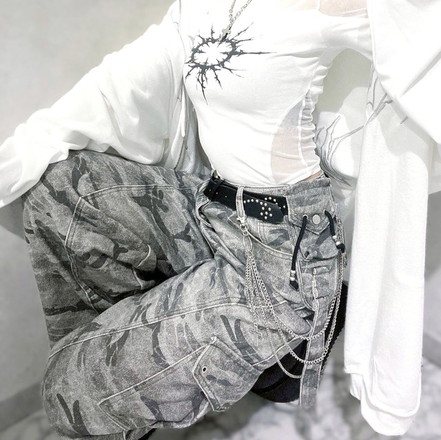 【10/22新着】ベルトセット★カモフラカーゴデニムパンツ