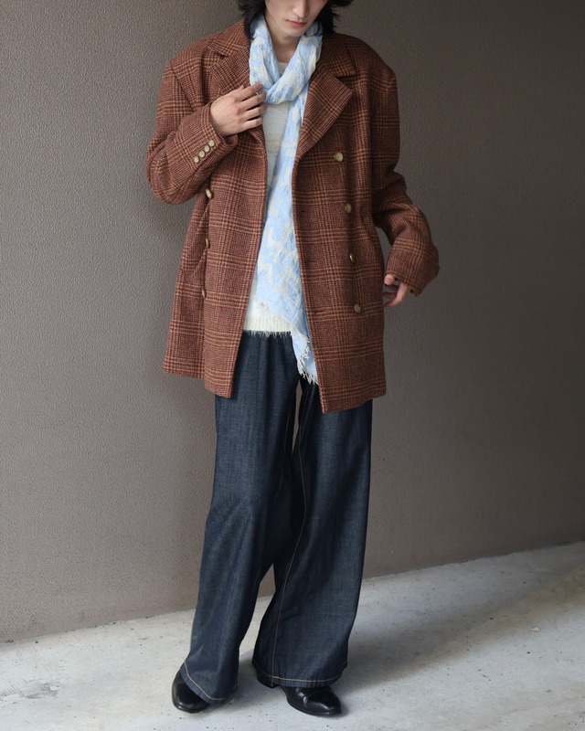 stitch wide straight denim
