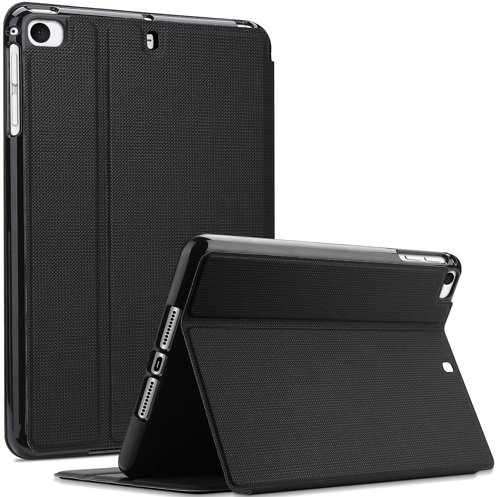 【努力特価】ProCase iPad Mini 5/4/3/2/1 保護ケース 縦と横にスタンド 軽量 オートスリープ機能 フォリオ スマートカバー 適用端末:iPad Mini 5 (2019)/ Mini 4 Mini 1 2 3‐ブラック