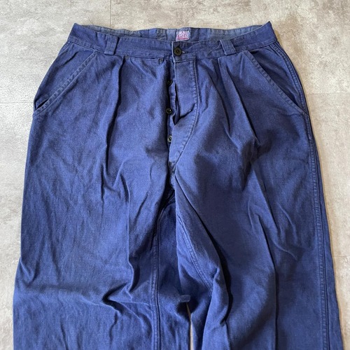 50-60s Reb フレンチワーク コットン ブルー パンツ W34 詳細写真3