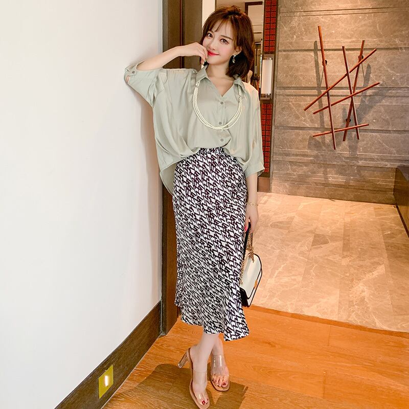 カラープリント柄ウェストスリムスカート サマー 夏物 MIUCO58424037252