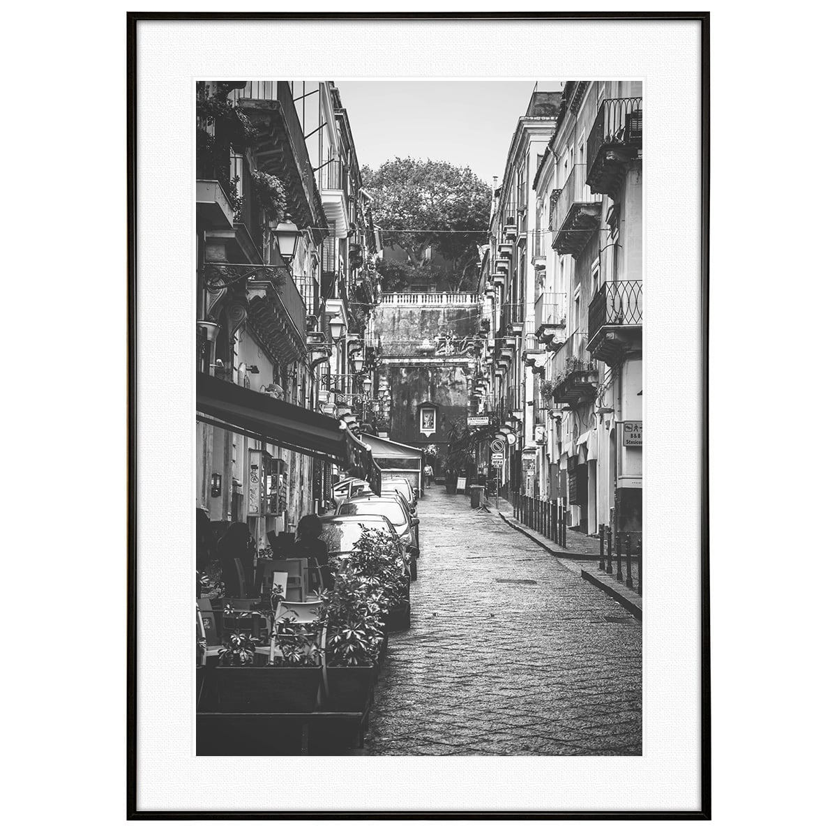 イタリア写真 シチリア島 タオルミーナインテリア モノクロアートポスター額装 AS2065