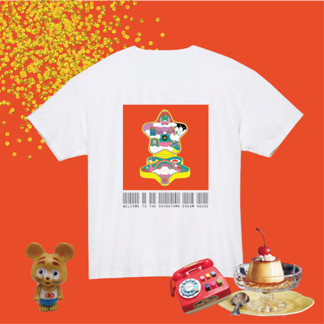 うめだグッズ・Shiratama Dream HouseTシャツ（バックプリント/ポケット付）