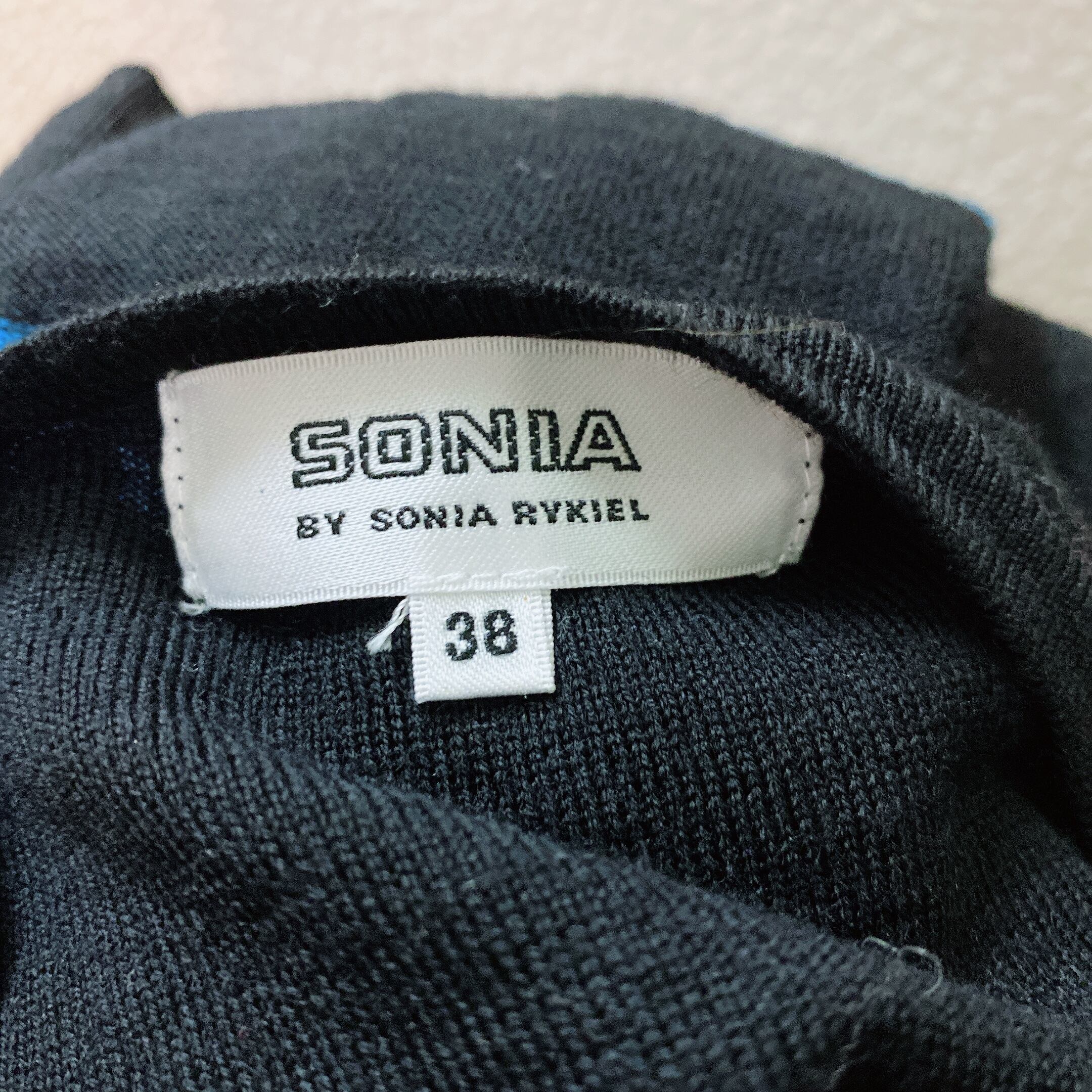 ソニアリキエル 長袖ワンピース 黒色 ウール SONIA RYKIEL ニット