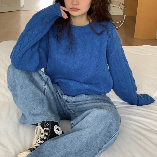 cable crew neck knit J00122