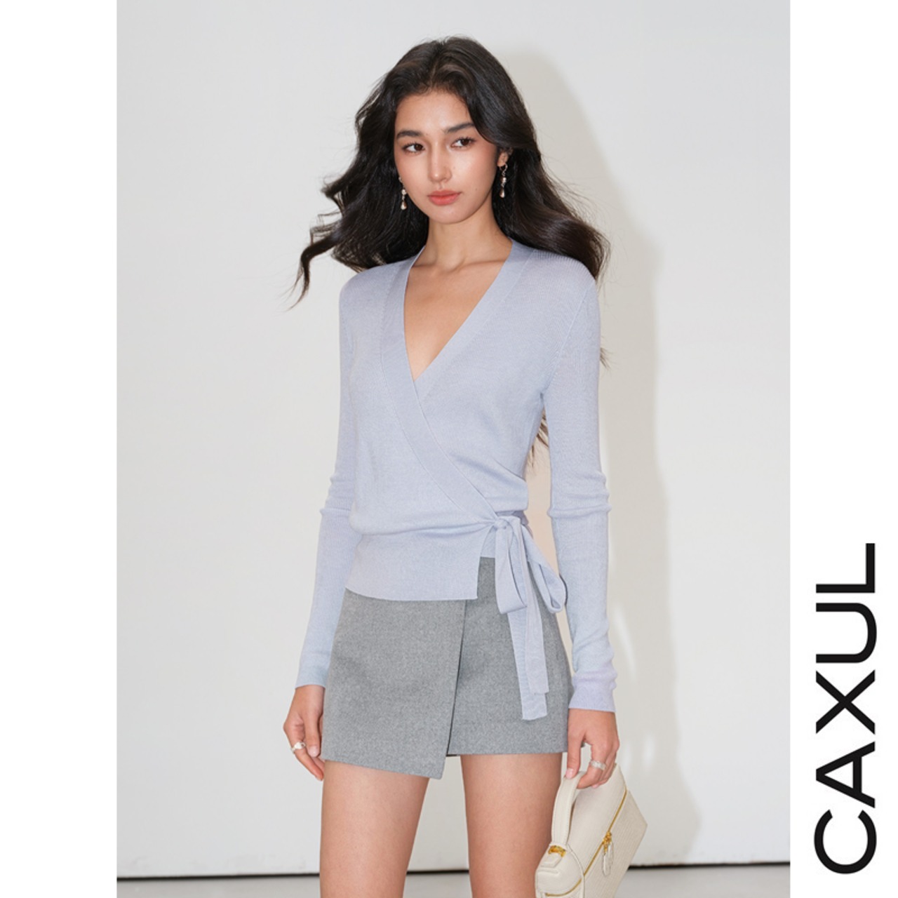 Wrap Ribbon V-Neck Knit/3color