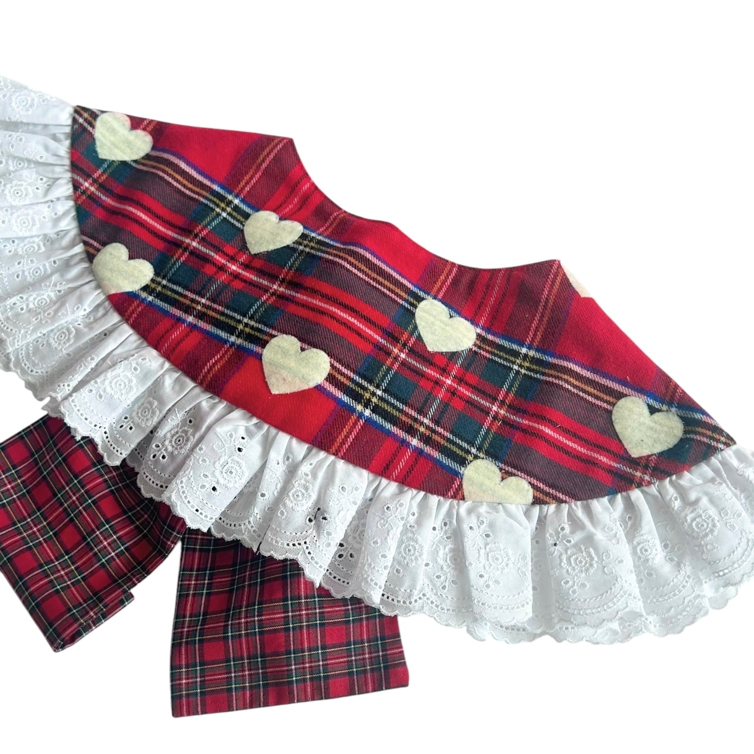 ハートチェックつけ襟　RED 001