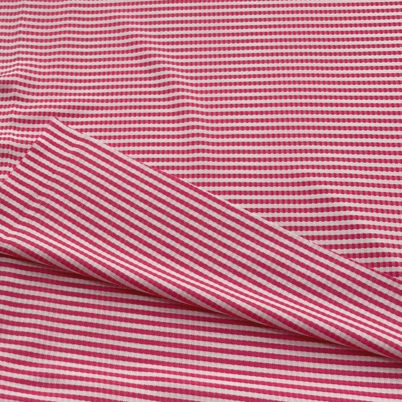 ★NY078◆2m◆SALE◆ポリエステル100%ジャージニット生地◆ボーダー調★ホワイト×ピンク