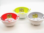 水切りラック 3個セット（レッド／グリーン／グレー）回転式コランダー＆ボウル キッチン用品