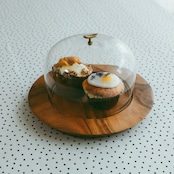 Glass Dome&Wood Plate