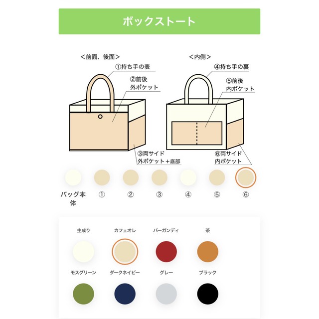 「ボックストート」小サイズ「生成り✕カフェオレ」／アルマダ8号帆布【受注制作】