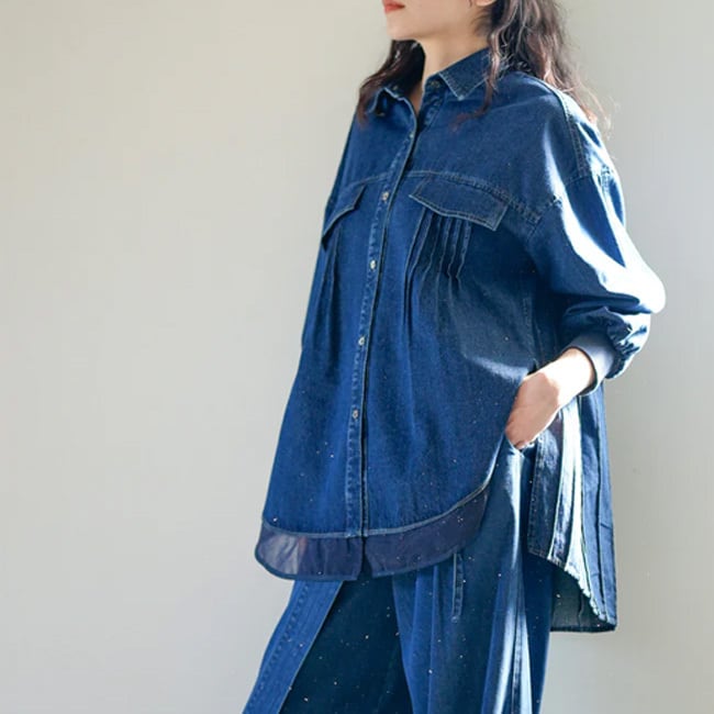 ラリア ムー lallia mu 長袖ニット バルーン レディース 38 Lallia Mu ラリアムー 2way スリーブ デニム シャツ レディース