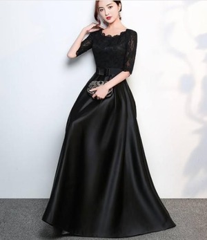 ★送料無料★13号(XL)☆つるつる光沢サテンロングドレス(OPN2775)