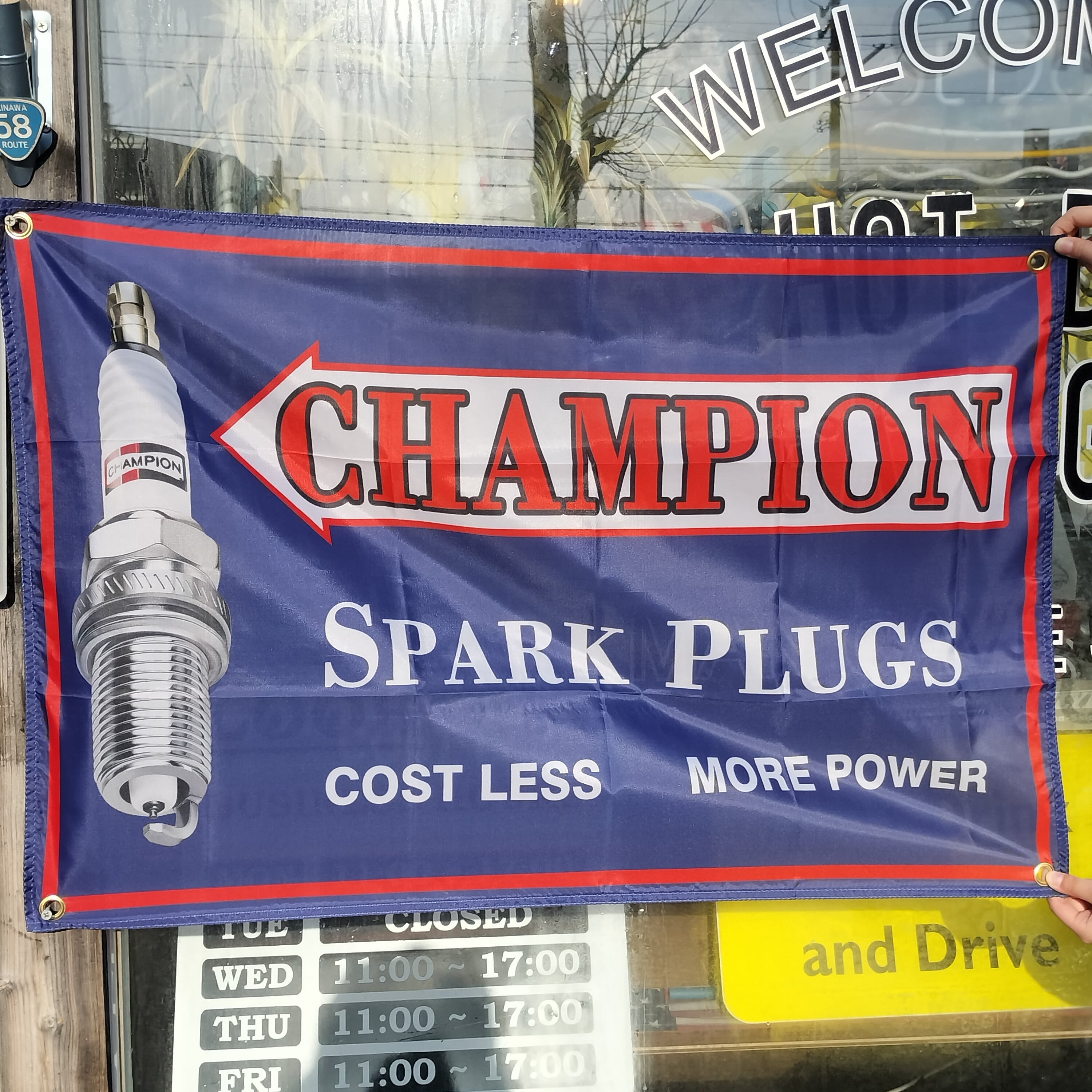 スモールサイズ/ガレージタペストリー/Champion/フラッグ バナー アメリカン雑貨